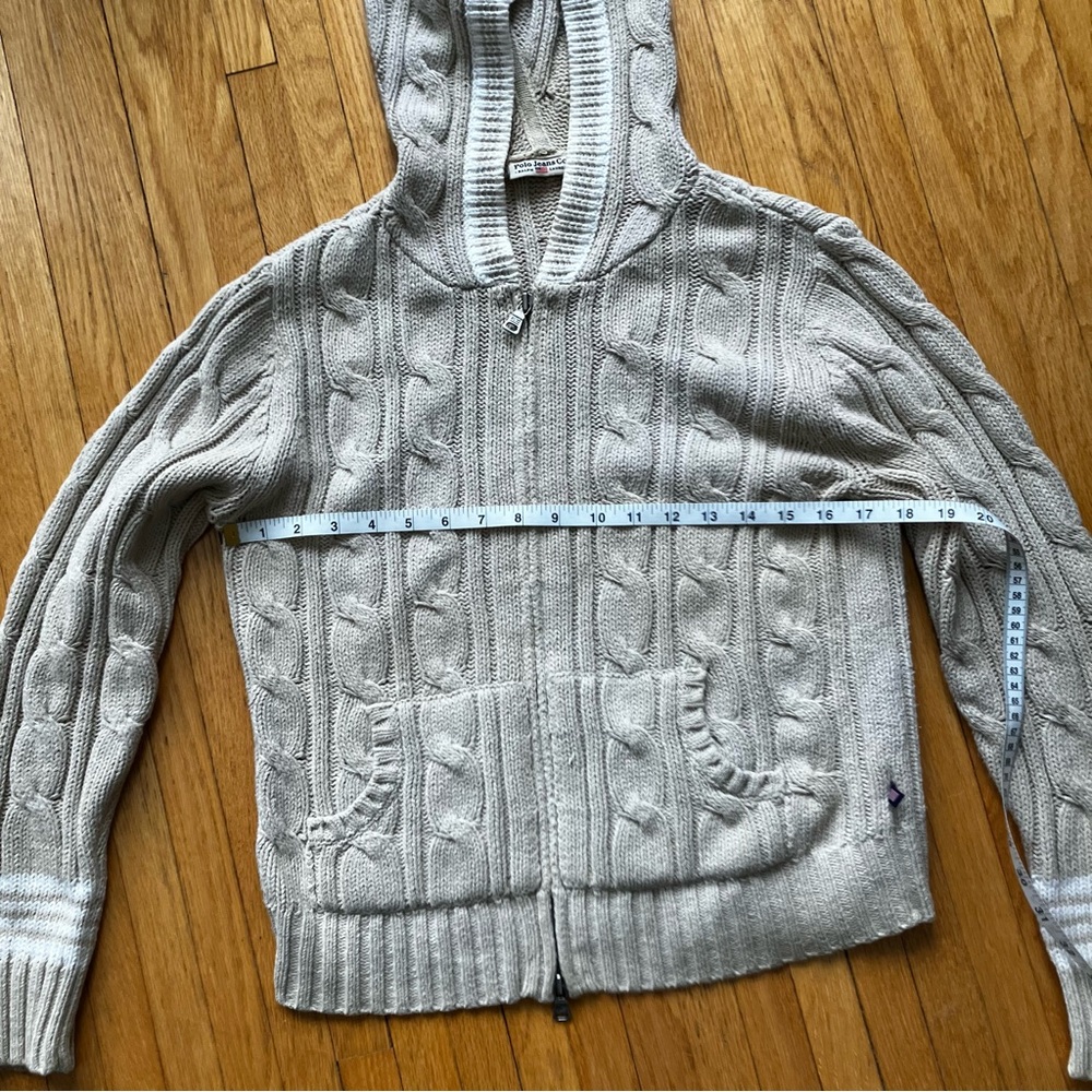 Polo Ralph Lauren Beige Zip-Up Cable Knit academic preppie old money tennis - Picture 3 of 12